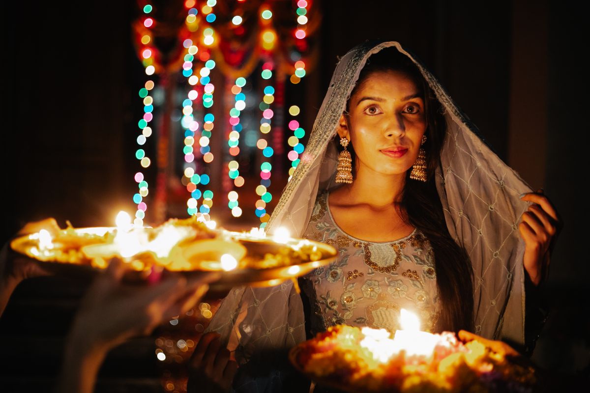 Festive Diwali shopping rush in an Indian market